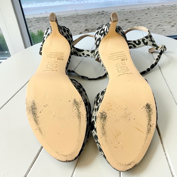 Nina Sparkle Silver Leopard Print Heeled Sandals with Ankle Strap - Picture 8 of 12